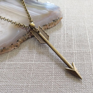Arrow Necklace on Bronze Rolo Chain, Mens Jewelry