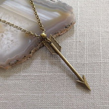 Load image into Gallery viewer, Arrow Necklace on Bronze Rolo Chain, Mens Jewelry
