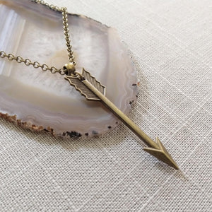 Arrow Necklace on Bronze Rolo Chain, Mens Jewelry