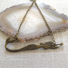 Load image into Gallery viewer, Bronze Mermaid Necklace on Rolo Chain
