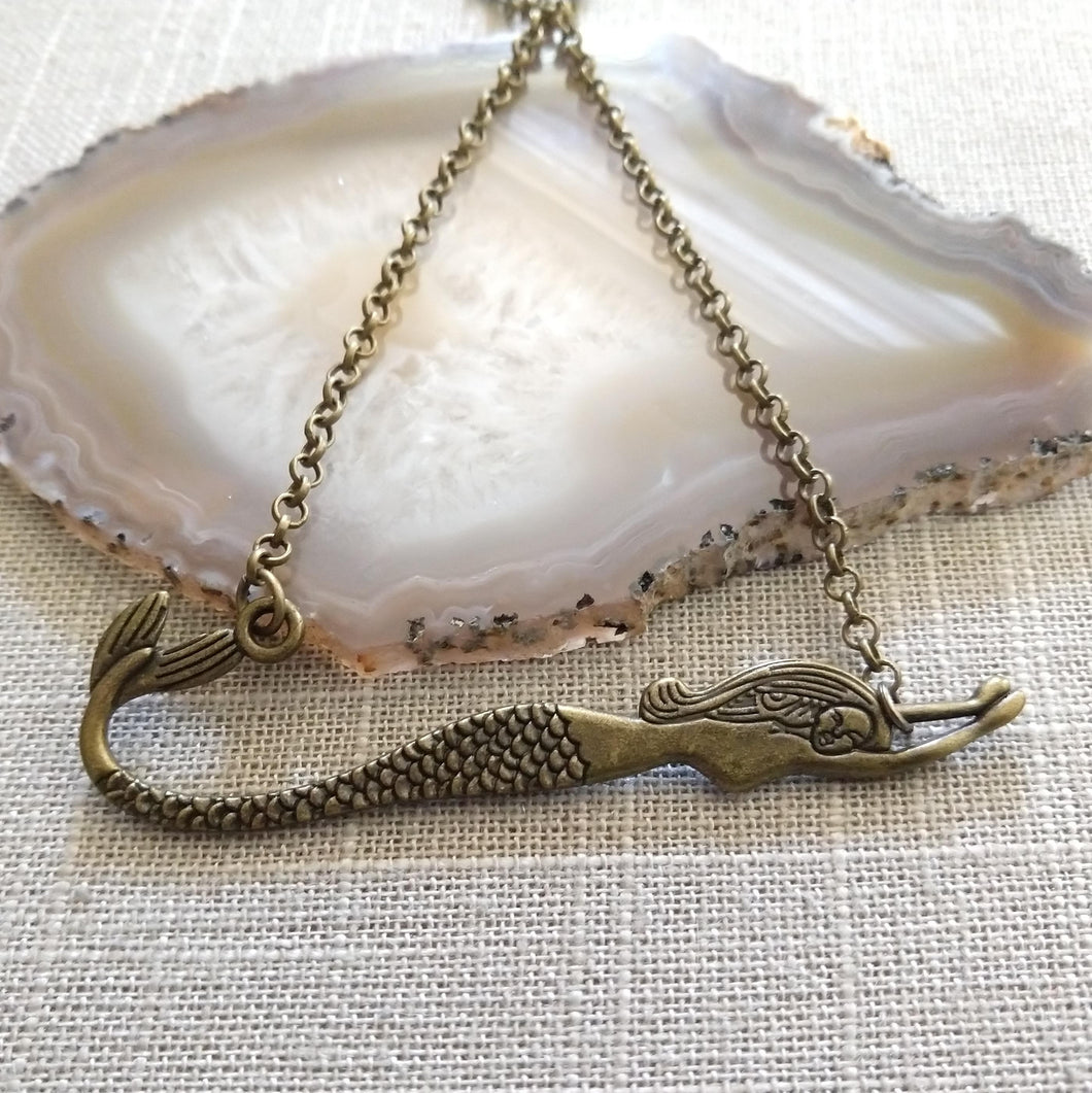 Bronze Mermaid Necklace on Rolo Chain