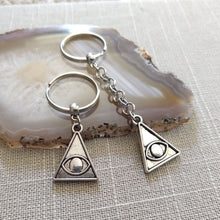 Load image into Gallery viewer, All Seeing Eye Illuminati Keychain, Backpack or Purse Charm, Zipper Pull
