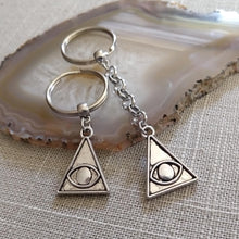 Load image into Gallery viewer, All Seeing Eye Illuminati Keychain, Backpack or Purse Charm, Zipper Pull
