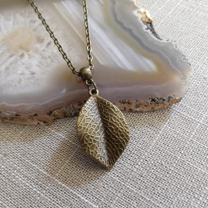 Leaf Necklace - Layering Jewelry on Bronze Rolo Chain