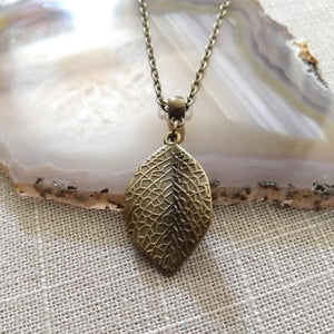 Leaf Necklace - Layering Jewelry on Bronze Rolo Chain