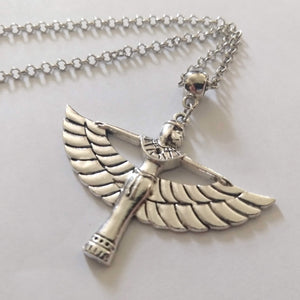Goddess Isis Necklace on Silver Rolo Chain, Egyptian Jewelry