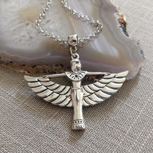 Load image into Gallery viewer, Goddess Isis Necklace on Silver Rolo Chain, Egyptian Jewelry
