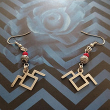 Load image into Gallery viewer, Laura Palmer Earrings - Twin Peaks Owl Cave Malachite Earrings, Drop Dangle Earrings
