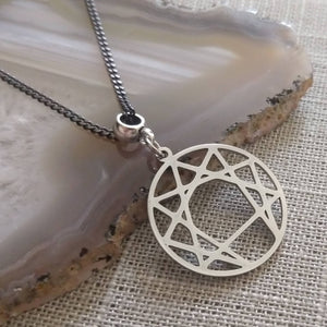 Enneagram of Personality Necklace Thin Gunmetal Chain