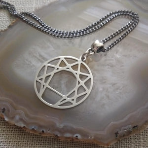 Enneagram of Personality Necklace Thin Gunmetal Chain