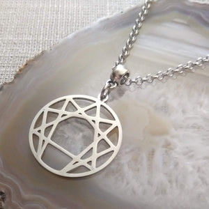 Enneagram of Personality Necklace on Silver Rolo Chain, Yoga Gifts