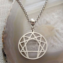 Load image into Gallery viewer, Enneagram of Personality Necklace on Silver Rolo Chain, Yoga Gifts
