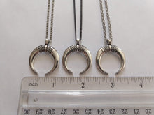 Load image into Gallery viewer, Curved Horn Necklace - Silver Horn on Your Choice of 3 Rolo Chains Finishes
