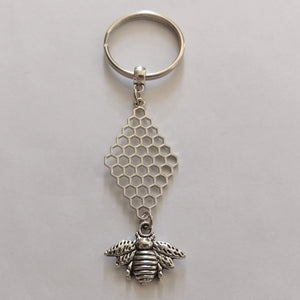 Honeycomb and Bee Keychain, Backpack Purse Charm or Zipper Pull