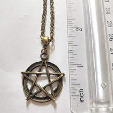Load image into Gallery viewer, Pentagram Five Pointed Star Necklace on Bronze Rolo Chain

