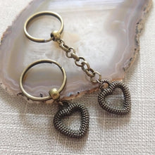Load image into Gallery viewer, Bronze Heart Keychain, Backpack or Purse Charm, Zipper Pull
