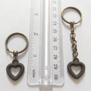 Bronze Heart Keychain, Backpack or Purse Charm, Zipper Pull