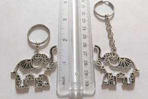 Elephant Keychain, Silver Pachyderm Key Ring