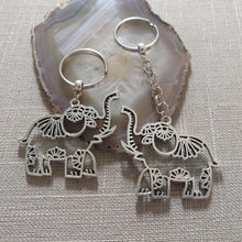 Load image into Gallery viewer, Elephant Keychain, Silver Pachyderm Key Ring
