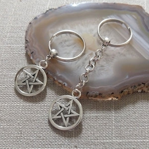Pentagram Keychain, Witchcraft Backpack or Purse Charm, Zipper Pull