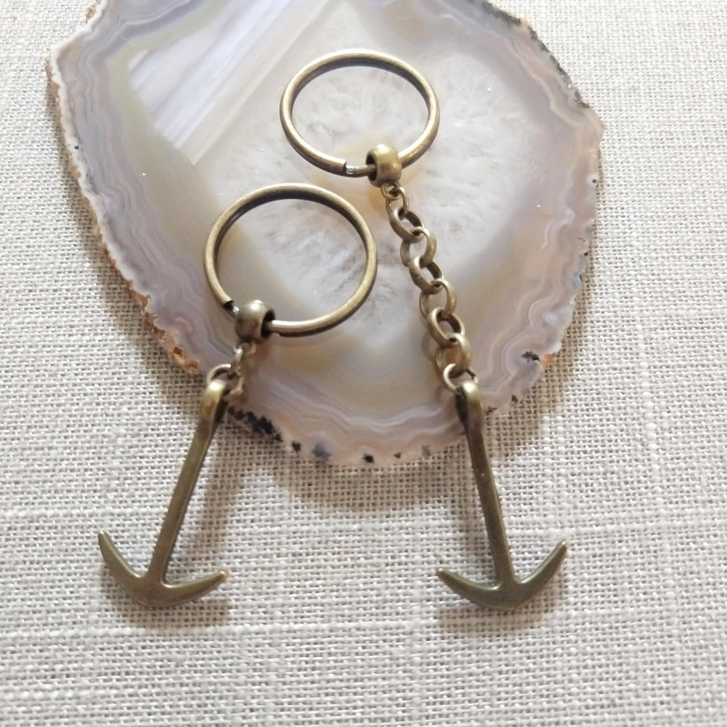 Bronze Anchor Keychain Key Ring or Zipper Pull - Nautical Maritime Keychain