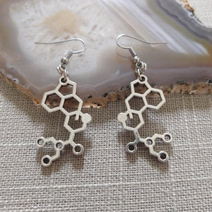 LSD Molecule Earrings, Acid Trip Dangle Drop Earrings, Raver Festival Jewelry