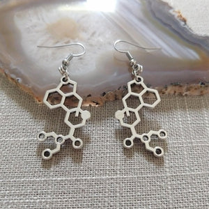 LSD Molecule Earrings, Acid Trip Dangle Drop Earrings, Raver Festival Jewelry