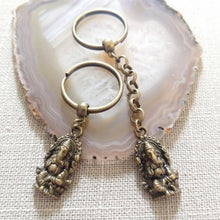 Load image into Gallery viewer, Bronze Ganesh Keychain, Hindu Elephant Keyring, Backpack or Purse Charm
