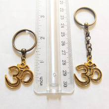Load image into Gallery viewer, Brass Ohm Keychain Key Ring or Zipper Pull, Backpack or Purse Charms
