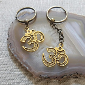 Brass Ohm Keychain Key Ring or Zipper Pull, Backpack or Purse Charms