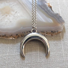 Load image into Gallery viewer, Curved Horn Necklace on Silver Rolo Chain, Mens Jewelry
