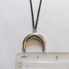 Load image into Gallery viewer, Curved Horn Necklace on Black  Rolo Chain, Mens Jewelry
