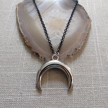 Load image into Gallery viewer, Curved Horn Necklace on Black  Rolo Chain, Mens Jewelry
