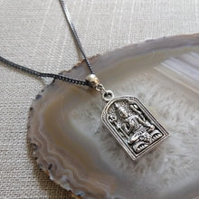 Load image into Gallery viewer, Shiva Ohm Necklace - Silver Shiva on Thin Gunmetal Chain - Mens Jewelry
