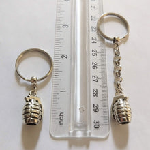 Load image into Gallery viewer, Grenade Keychain, Silver Bomb Backpack Charm, Zipper Pull, Mens Accessories
