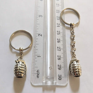 Grenade Keychain, Silver Bomb Backpack Charm, Zipper Pull, Mens Accessories