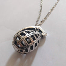 Load image into Gallery viewer, Hollow Grenade Necklace on Silver Cable Chain, Mens Jewelry
