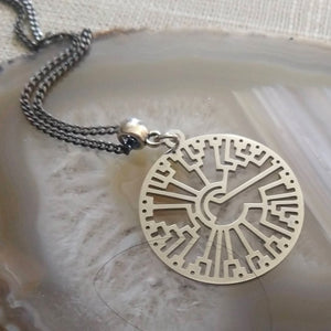 Phylogenetic Tree Necklace on Gunmetal Curb Chain, Mens Jewelry