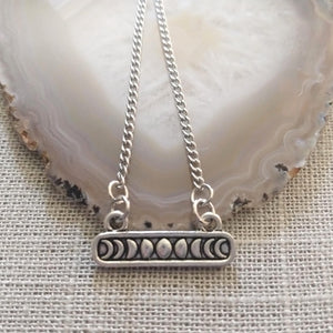 Phases of the Moon Necklace on Thin Silver Curb Chain