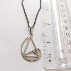 Fibonacci Sequence Necklace on Gunmetal Curb Chain, Mens Jewelry
