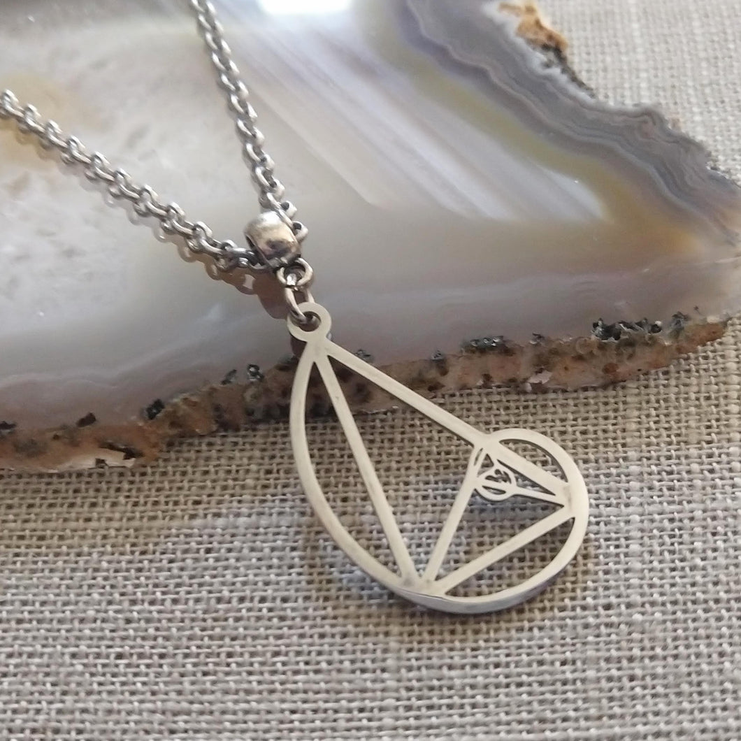Fibonacci Sequence Necklace on Silver Rolo Chain, Mens Jewelry
