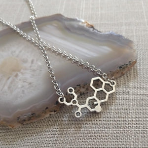 LSD Molecule Necklace on Silver Rolo Chain