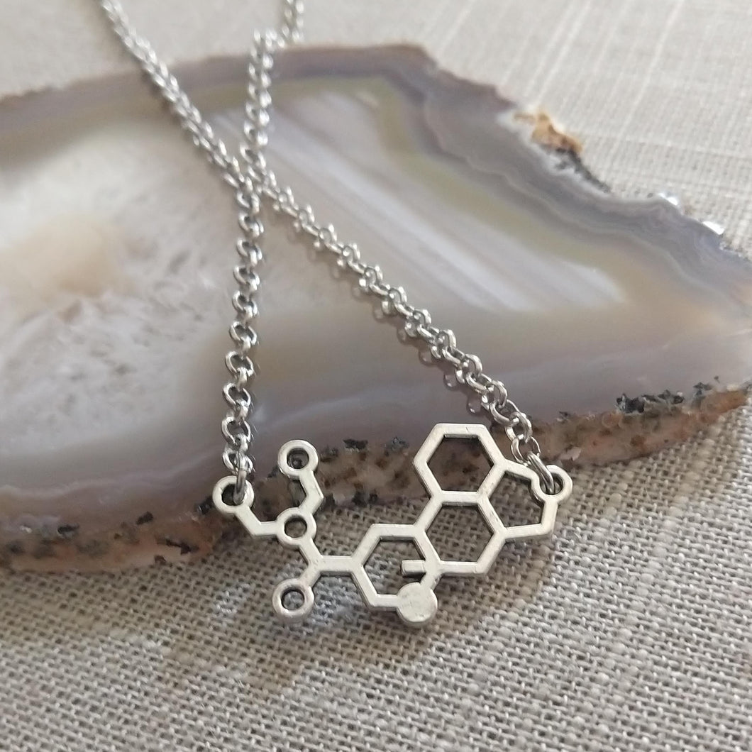 LSD Molecule Necklace on Silver Rolo Chain