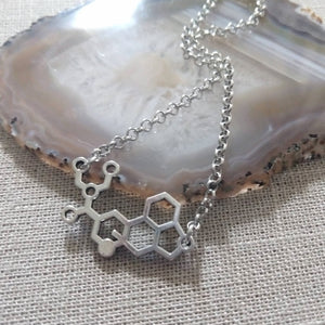 LSD Molecule Necklace on Silver Rolo Chain