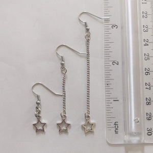 Tiny Star Earrings, Your Choice of Five Lengths, Long Dangle Chain Drop