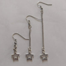 Load image into Gallery viewer, Tiny Star Earrings, Your Choice of Five Lengths, Long Dangle Chain Drop
