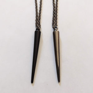 Spike Necklace, Black or Gunmetal Long Spike on Your Choice of Rolo Chain, Mens Jewelry