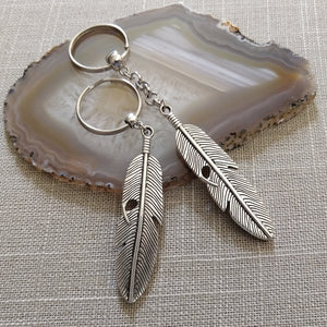 Feather Keychain, Backpack or Purse Charm, Zipper Pull, Mens Accessories