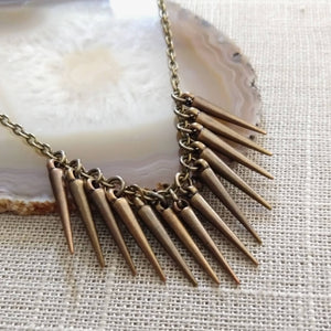 Bronze Spike Necklace on Cable Chain - Layering Jewelry