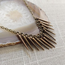 Load image into Gallery viewer, Bronze Spike Necklace on Cable Chain - Layering Jewelry
